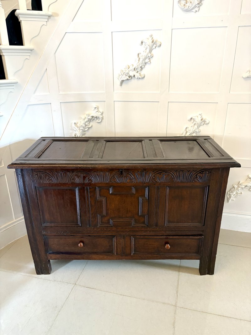Antique 17th Century Quality Oak Mule Chest - Image 5